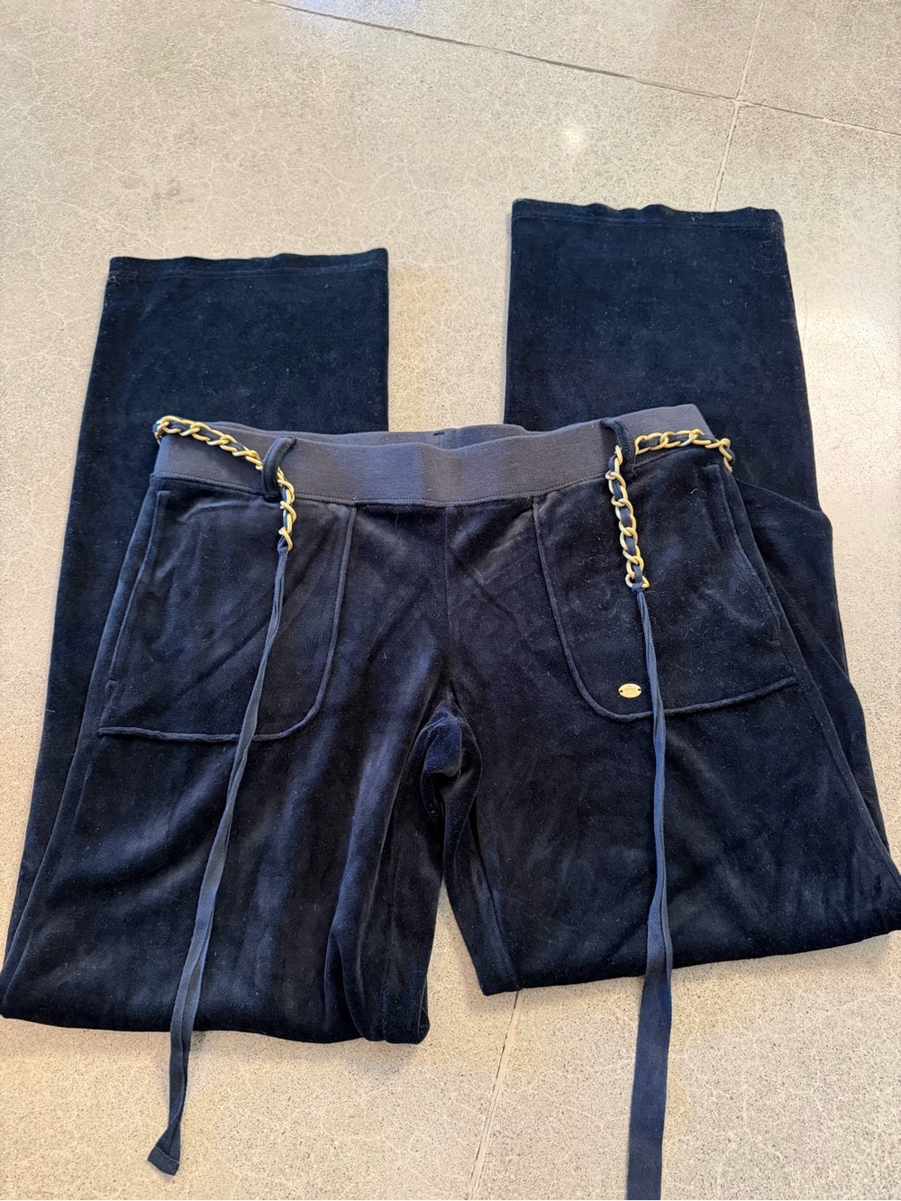 Juicy Couture Black Velour Pants with Pink Label